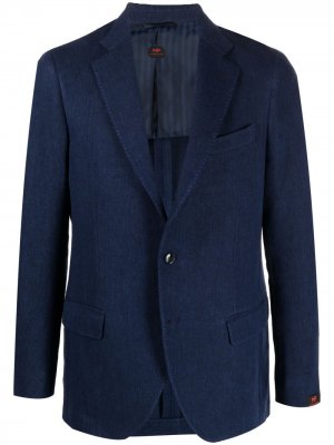 Однобортный пиджак из денима MP Massimo Piombo. Цвет: синий