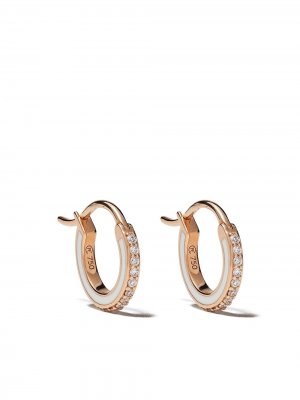 Маленькие серьги-кольца Skinny Deco из розового золота с бриллиантами и эмалью Raphaele Canot. Цвет: розовый желтый