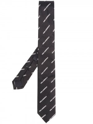 Галстук с вышитым логотипом Karl Lagerfeld. Цвет: черный