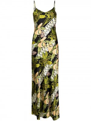 Платье-комбинация с цветочным принтом Temperley London. Цвет: черный
