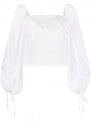 Блузка с объемными рукавами и квадратным вырезом Federica Tosi. Цвет: белый