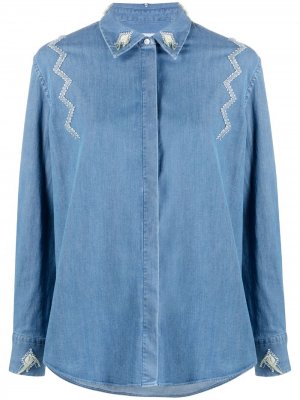 Джинсовая рубашка с геометричной вышивкой Dondup. Цвет: синий