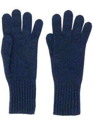 Перчатки с ребристыми манжетами Pringle Of Scotland. Цвет: синий