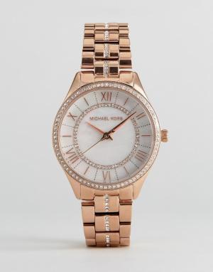 Золотисто-розовые часы с отделкой  MK3716 Lauryn Michael Kors. Цвет: золотой