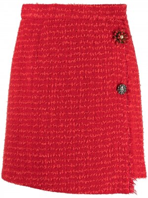 Твидовая юбка мини Semicouture. Цвет: красный
