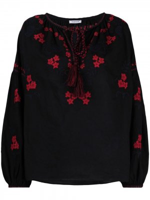 Блузка с цветочной вышивкой P.A.R.O.S.H.. Цвет: черный