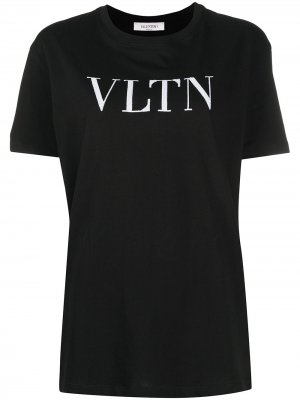 Футболка с пайетками и логотипом VLTN Valentino. Цвет: черный