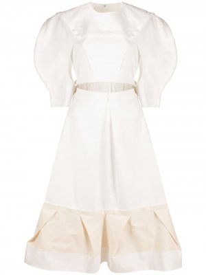 Платье миди с вырезами и открытыми швами Comme Des Garçons. Цвет: белый