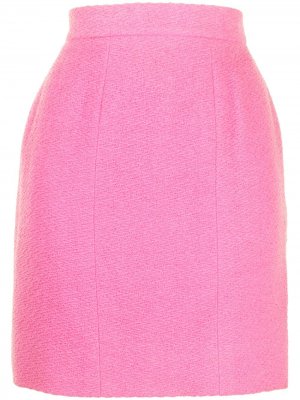 Твидовая юбка мини с завышенной талией Chanel Pre-Owned. Цвет: розовый