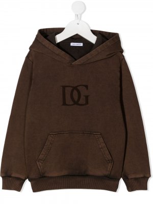 Толстовка с капюшоном и логотипом Dolce & Gabbana Kids. Цвет: коричневый