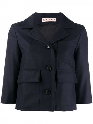 Укороченный приталенный пиджак Marni. Цвет: синий