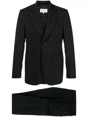 Костюм с однобортным пиджаком и контрастной строчкой Maison Margiela. Цвет: черный