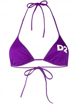 Лиф бикини с логотипом и вырезом халтер Dsquared2. Цвет: фиолетовый