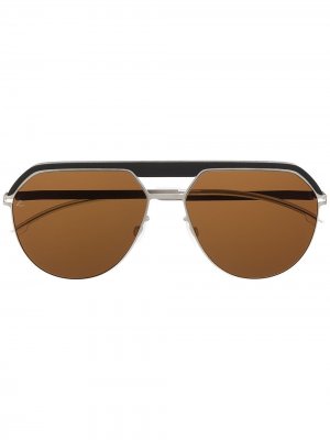 Солнцезащитные очки-авиаторы со вставкой Mykita. Цвет: золотистый