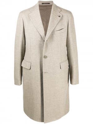 Однобортное пальто с узором в елочку Tagliatore. Цвет: нейтральные цвета