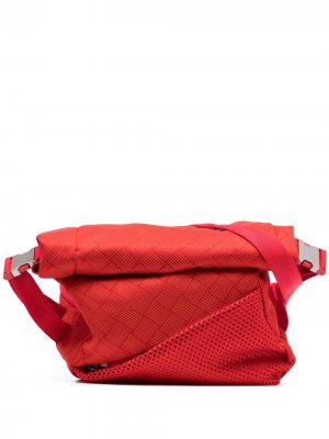 Поясная сумка с сетчатой вставкой Bottega Veneta. Цвет: красный