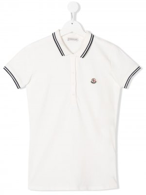 Рубашка-поло в полоску с короткими рукавами Moncler Enfant. Цвет: белый