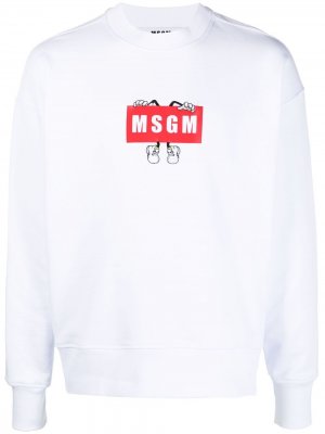 Толстовка с логотипом MSGM. Цвет: белый