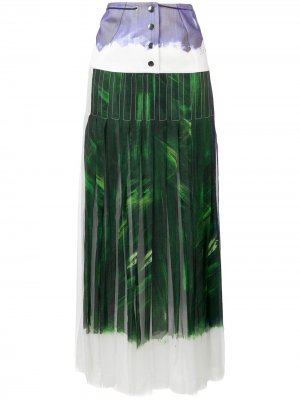 Плиссированная юбка макси со вставкой Victoria Beckham. Цвет: белый