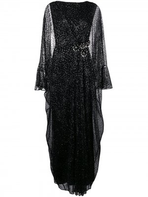 Длинное платье из тюля с эффектом металлик Talbot Runhof. Цвет: черный