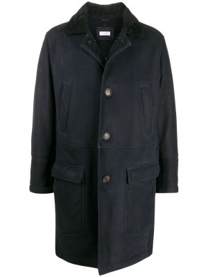 Однобортное пальто узкого кроя Brunello Cucinelli. Цвет: синий