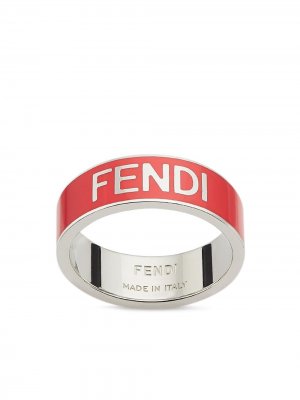 Кольцо с логотипом Fendi. Цвет: серебристый