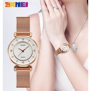 Женские часы Лучший бренд Супер водонепроницаемые наручные из нержавеющей стали Skmei