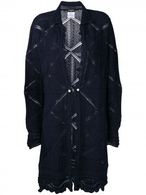 Кардиган-пальто 2004-го года с геометричным узором Chanel Pre-Owned. Цвет: синий
