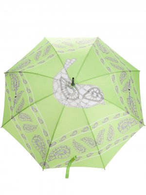 Зонт с принтом и логотипом Natasha Zinko. Цвет: зеленый