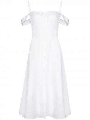 Платье миди Allegro с открытыми плечами Reformation. Цвет: белый