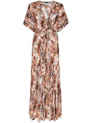 Платье макси Aria с принтом Melissa Odabash. Цвет: коричневый