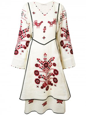 Расклешенное платье с цветочной вышивкой Vita Kin. Цвет: белый