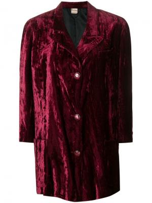 Бархатное пальто прямого кроя Krizia Pre-Owned. Цвет: розовый