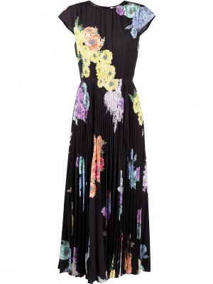 Плиссированное платье с цветочным принтом Jason Wu Collection. Цвет: черный