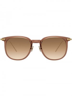 Солнцезащитные очки в квадратной оправе Linda Farrow. Цвет: коричневый