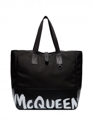 Сумка-тоут Shopper 35 с логотипом Alexander McQueen. Цвет: черный