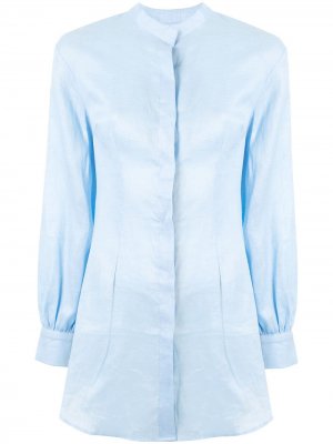 Удлиненная рубашка с воротником-стойкой Bambah. Цвет: синий