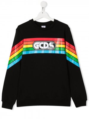 Толстовка с контрастными полосками и логотипом Gcds Kids. Цвет: черный