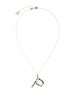 Колье с подвеской в форме буквы P из топазов Dolce & Gabbana. Цвет: золотистый