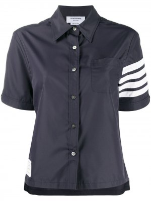 Рубашка с короткими рукавами и полосками 4-Bar Thom Browne. Цвет: синий