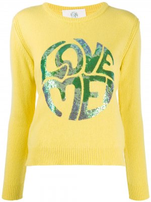 Пуловер с длинными рукавами и пайетками Alberta Ferretti. Цвет: желтый
