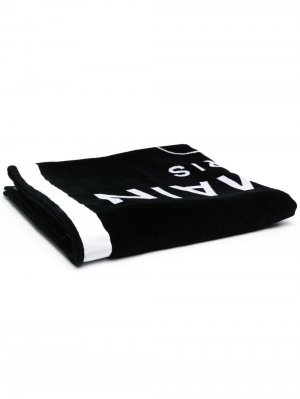 Пляжное полотенце с логотипом Balmain. Цвет: черный