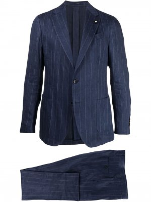 Полосатый костюм с однобортным пиджаком Lardini. Цвет: синий