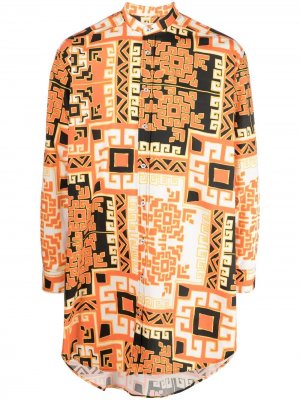 Рубашка асимметричного кроя без воротника Waxman Brothers. Цвет: оранжевый