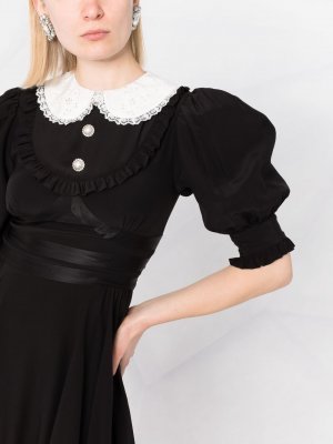Платье миди с закругленным воротником Alessandra Rich. Цвет: черный