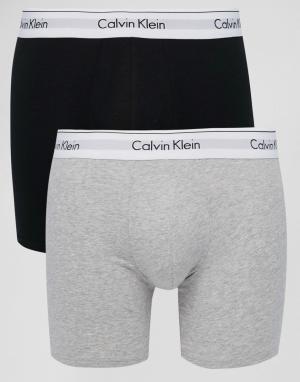 Набор из 2-х удлиненных хлопковых боксеров-брифов  Modern Calvin Klein. Цвет: мульти