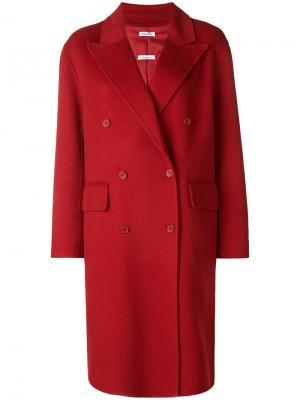 Двубортное пальто P.A.R.O.S.H.. Цвет: красный
