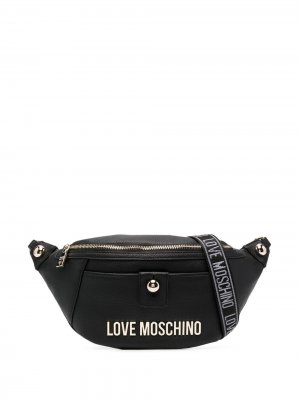 Поясная сумка с логотипом Love Moschino. Цвет: черный
