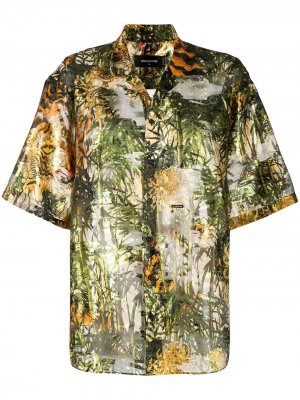 Рубашка свободного кроя с принтом Dsquared2. Цвет: зеленый