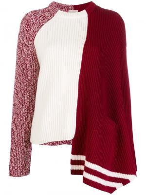 Ребристый свитер асимметричного кроя MRZ. Цвет: красный